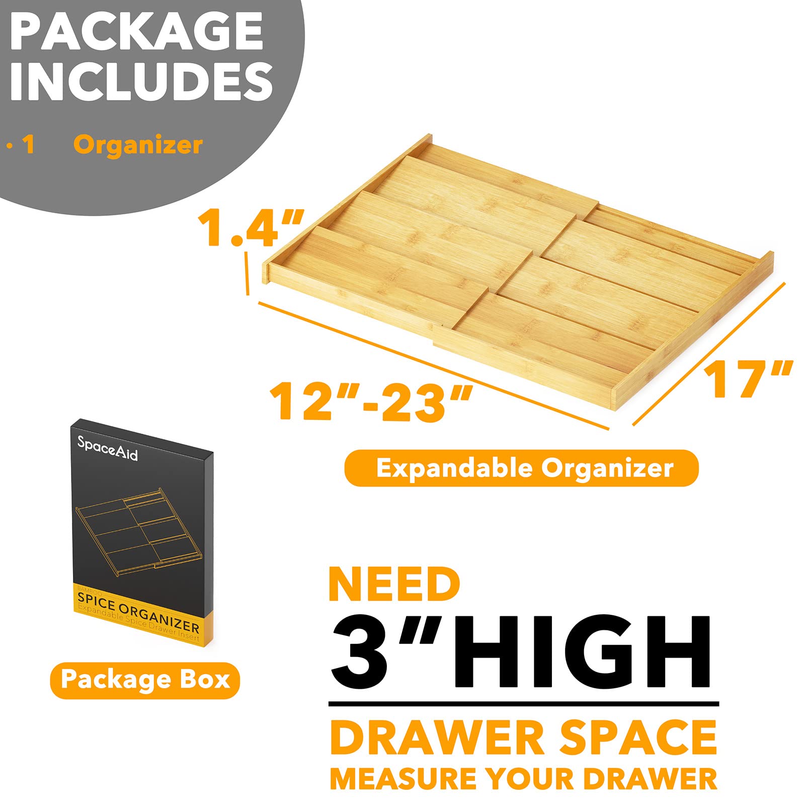SpaceAid spice drawer insert helps identify spices instantly for quick cooking.