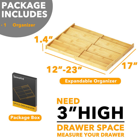 SpaceAid spice drawer insert helps identify spices instantly for quick cooking.
