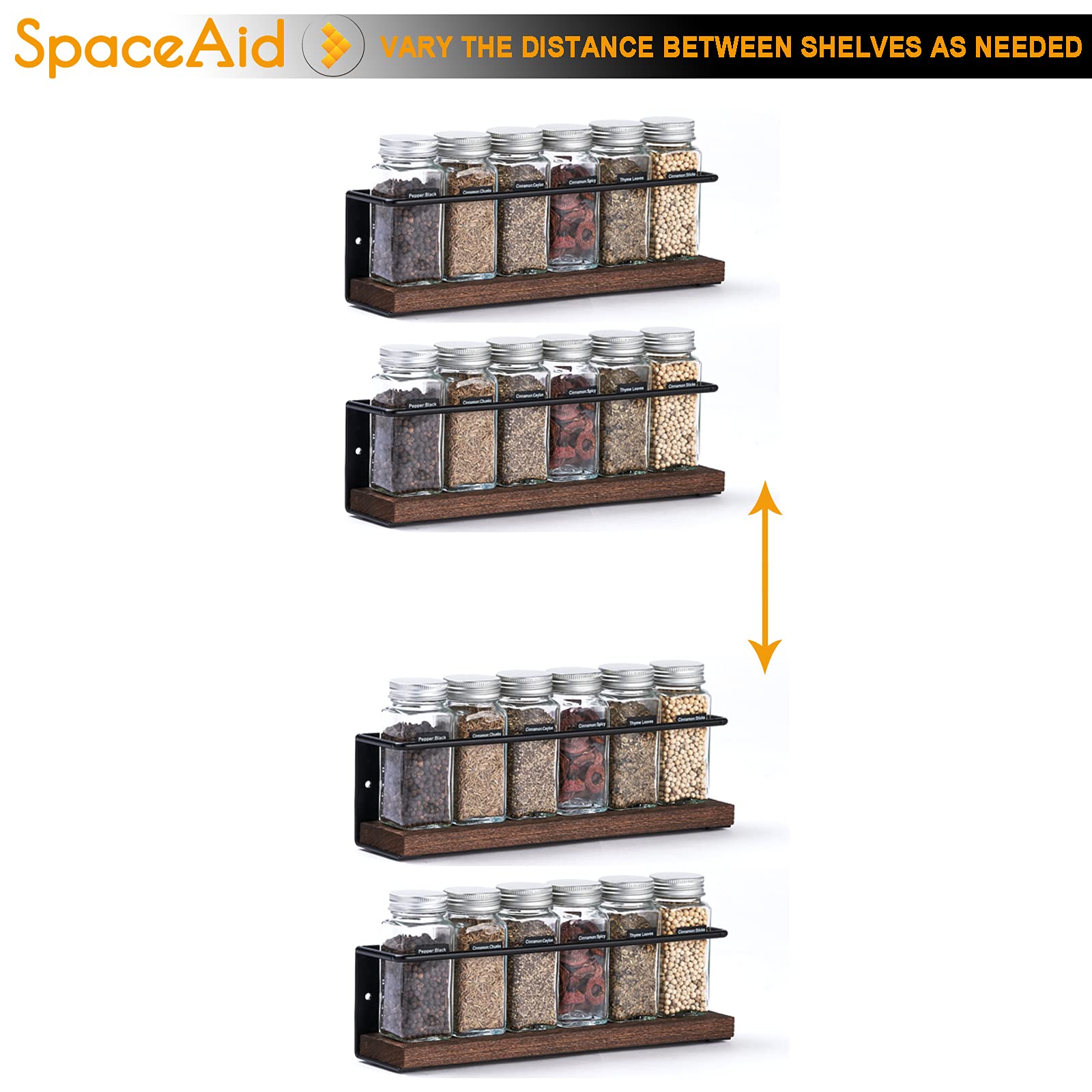 SpaceAid 415-labels-set helps you organize jars at a glance.