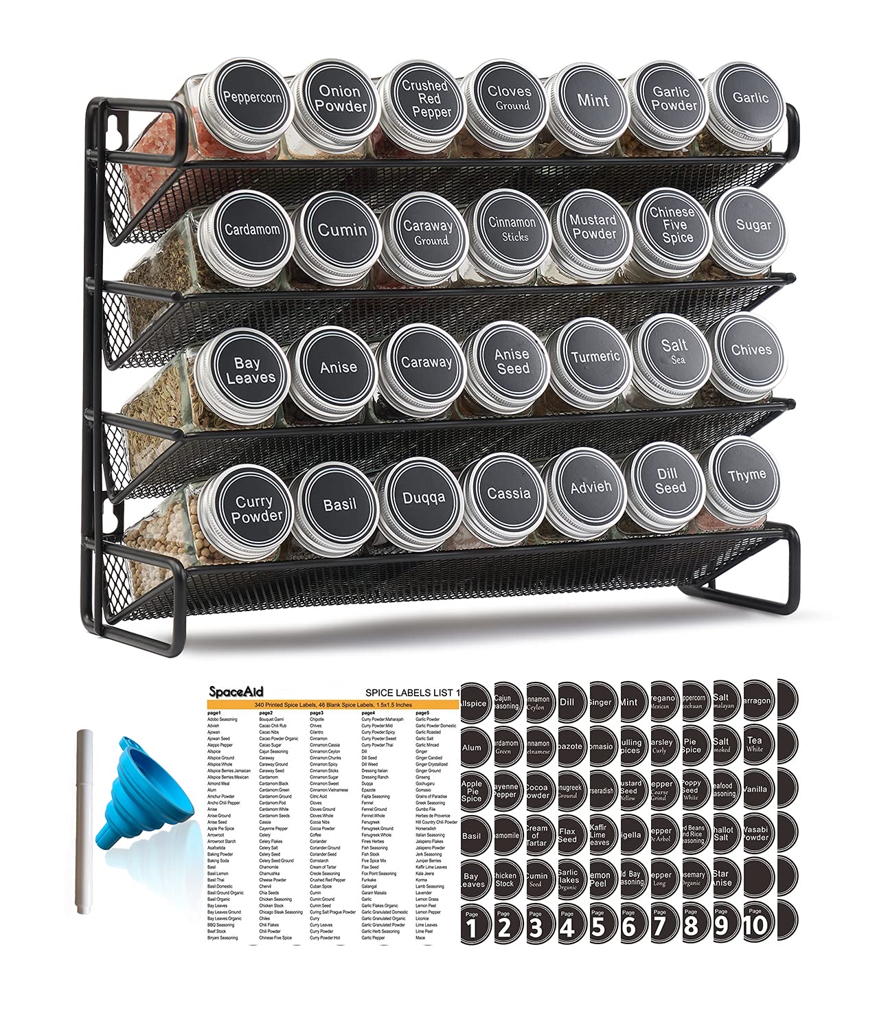 SpaceAid 4-tier spice rack front view for easy access and organization