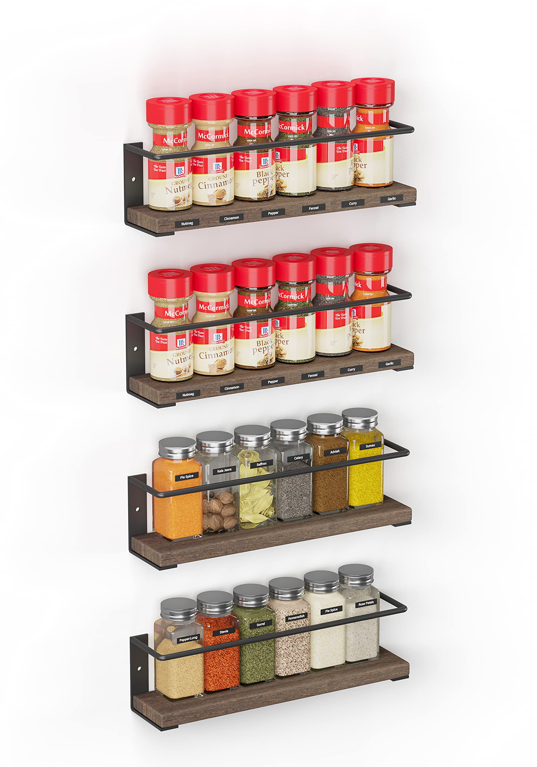 SpaceAid spice rack door-mount on cabinet for quick spice access.