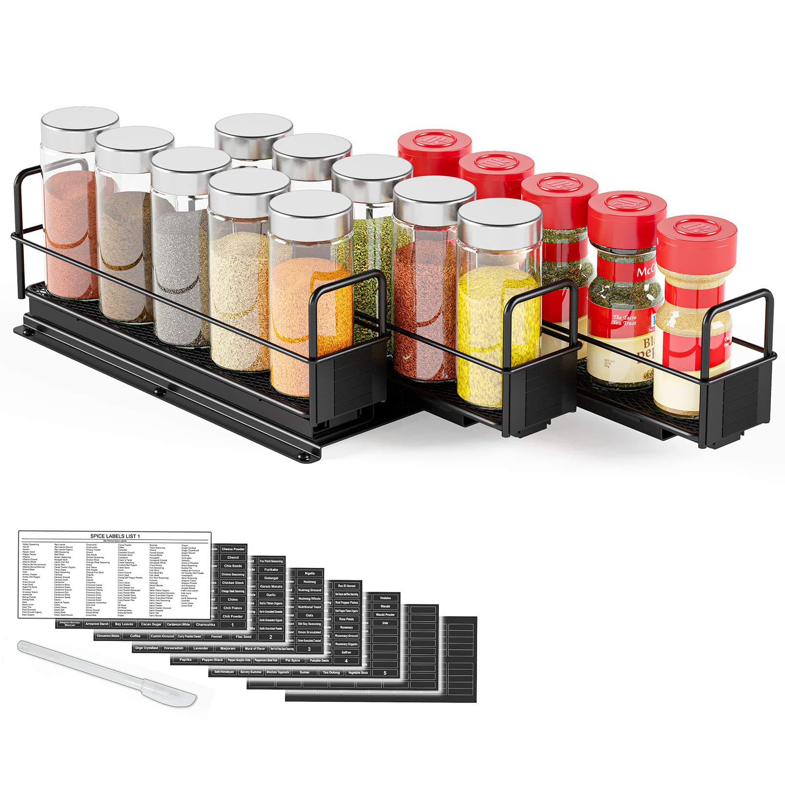 SpaceAid spice rack front view showing organized distribution for quick cooking access.