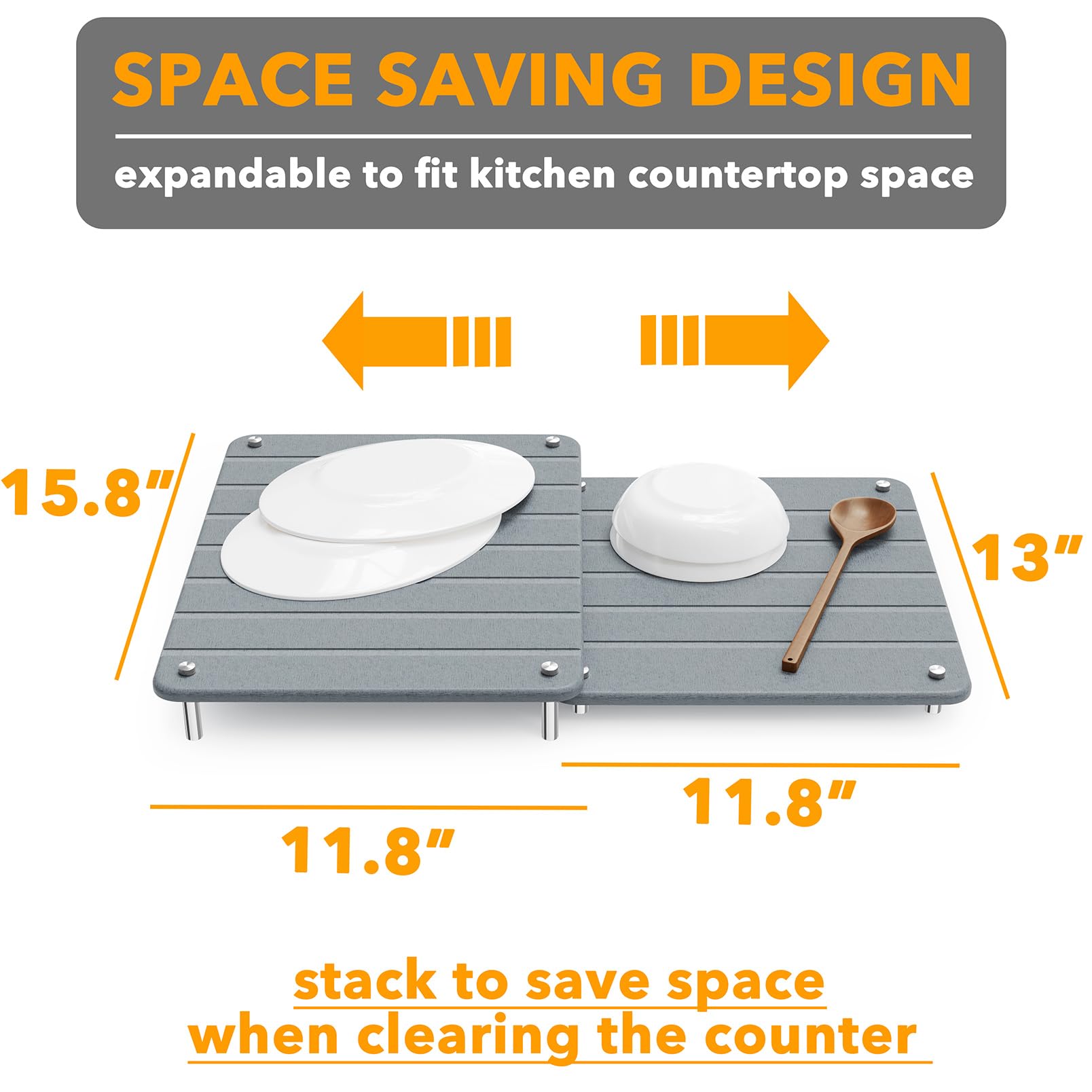 SpaceAid stone mat on the counter promotes an organized workspace.