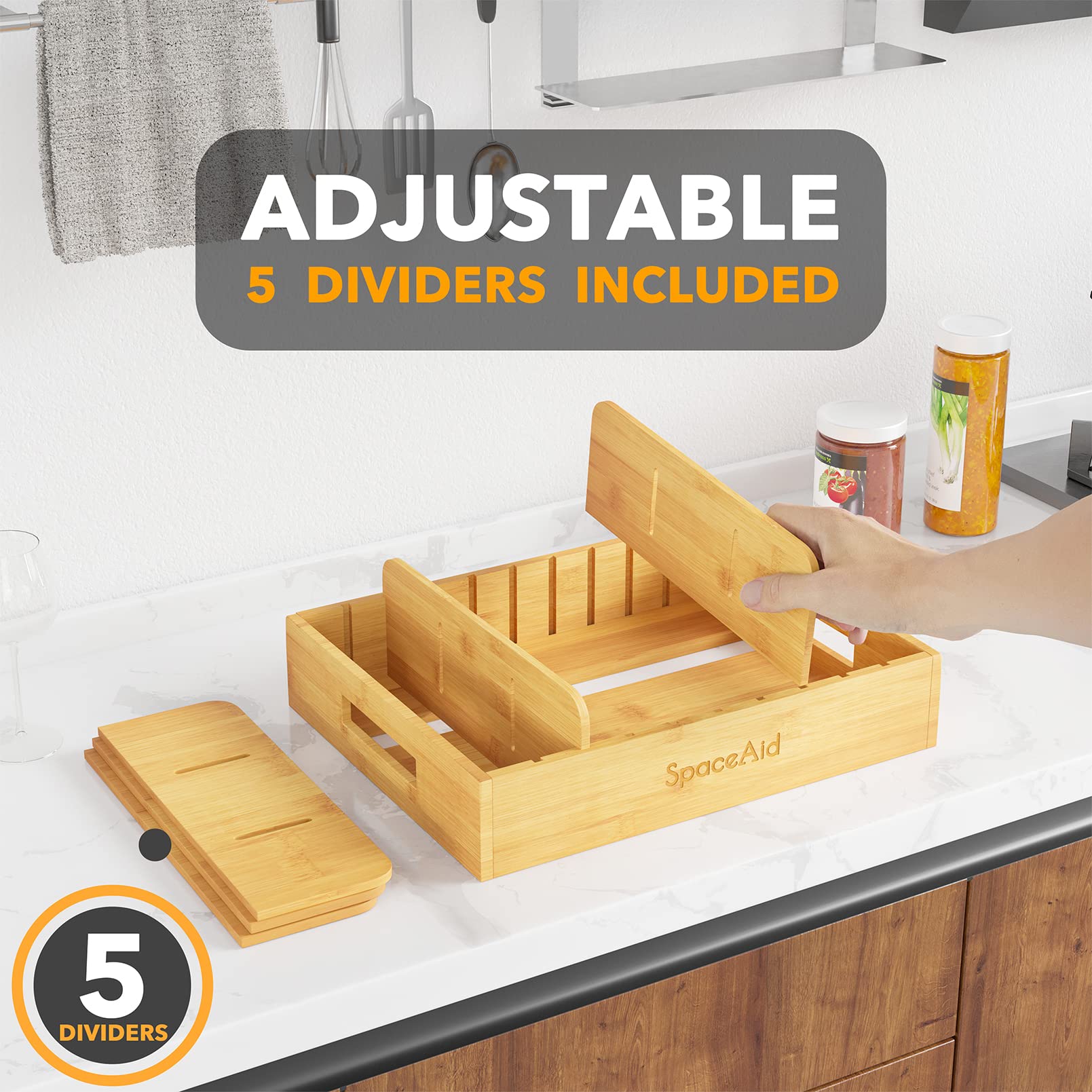 SpaceAid visibility labels front enhance organization and quick lid identification.