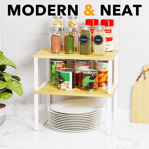 SpaceAid white metal frame adds a clean, modern accent to cupboards
