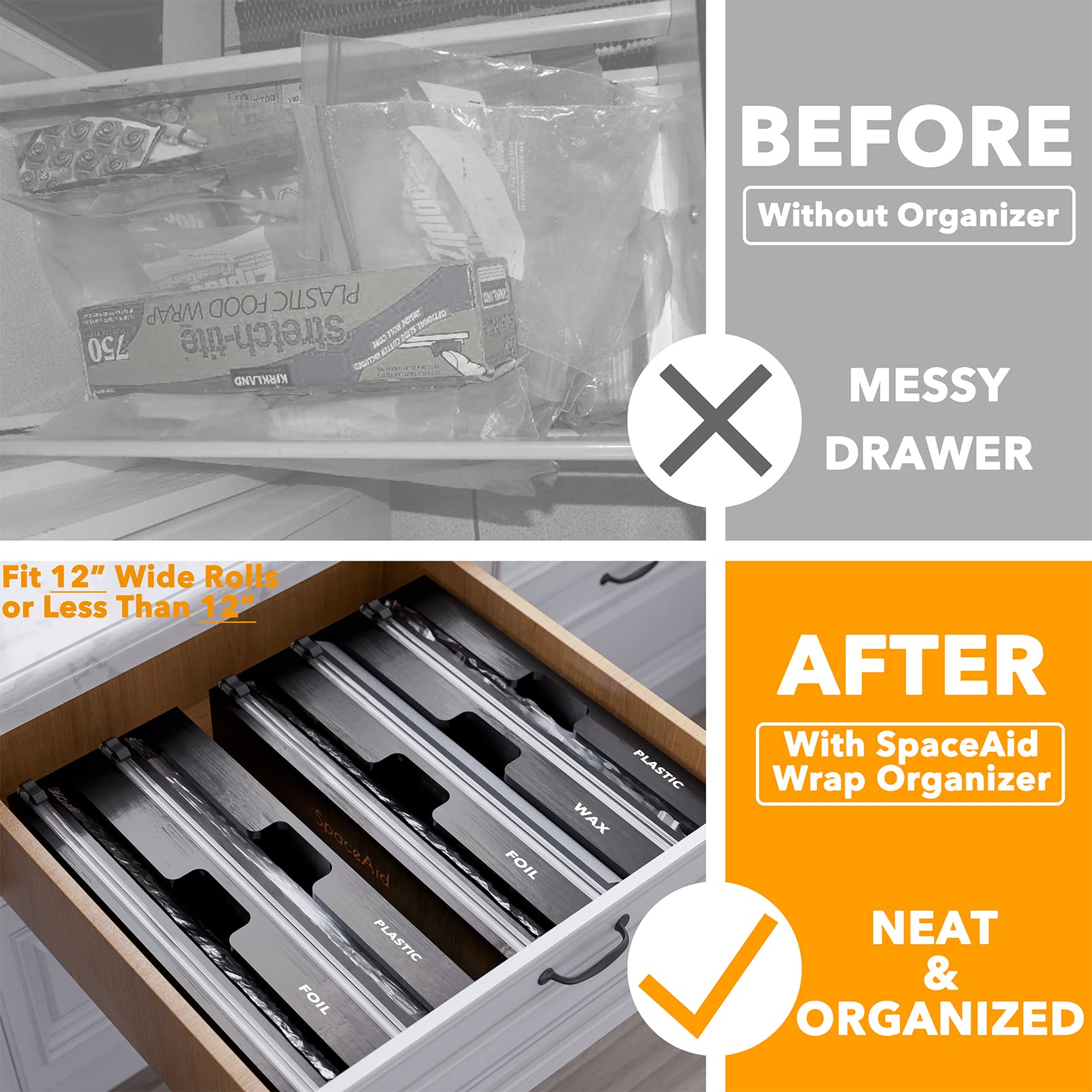 SpaceAid WrapNeat wall-mount option demonstrating versatile kitchen organization.