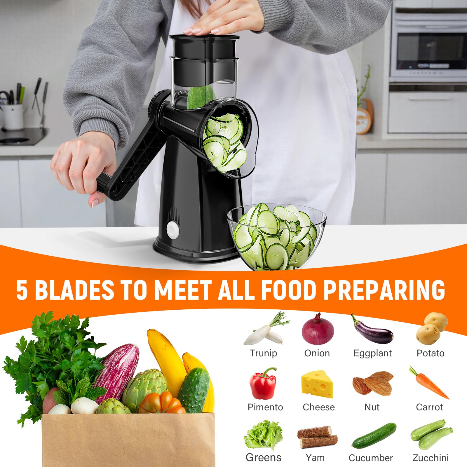 SpaceHacks suction base securely attaches to the counter for stable shredding.