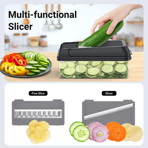 SpaceHacks vegetable chopper compact storage keeps blades organized