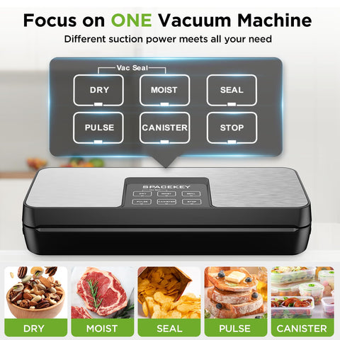 Spacekey 85KPa suction close-up showing powerful vacuum for fresh preservation