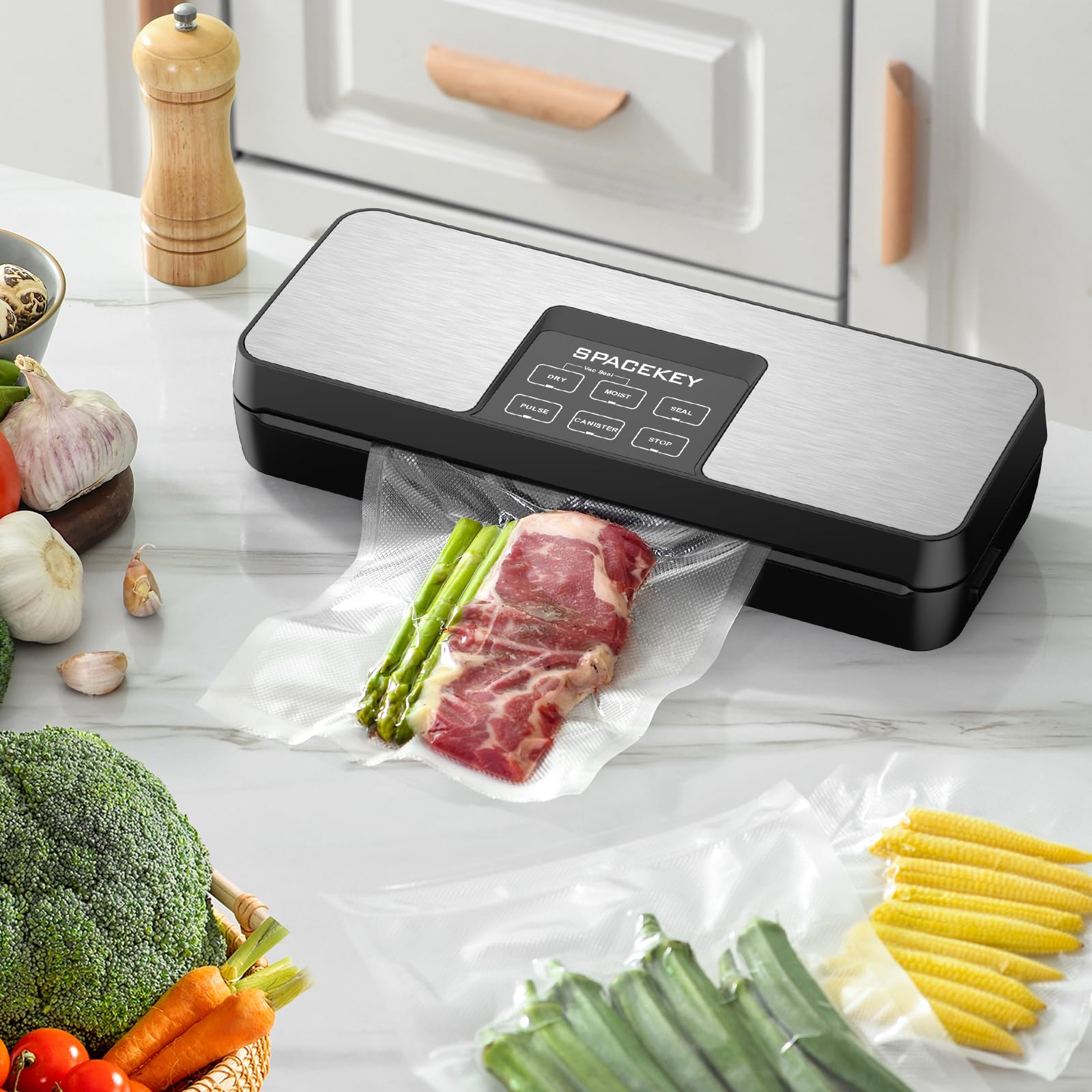 Spacekey included bags and rolls demonstrate ready-to-use packaging for quick prep
