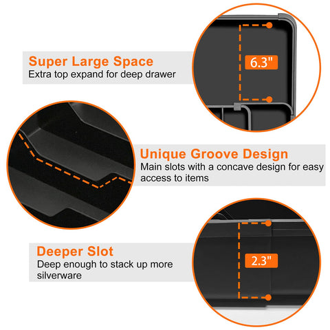 Spaclear edge-design grip offers quick reach for utensils.