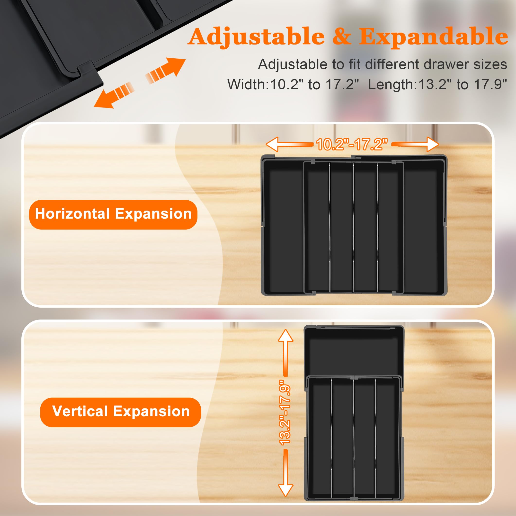 Spaclear large-capacity tray with sections for spatulas, tongs, and other cooking utensils.