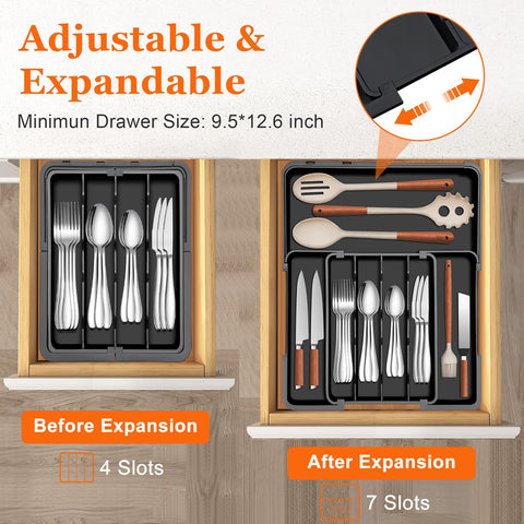 Spaclear left-right-top adjustable compartments provide modular flexibility for utensils.