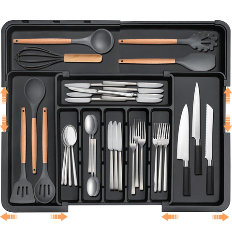 Spaclear silverware organizer expanded drawer view for adjustable capacity