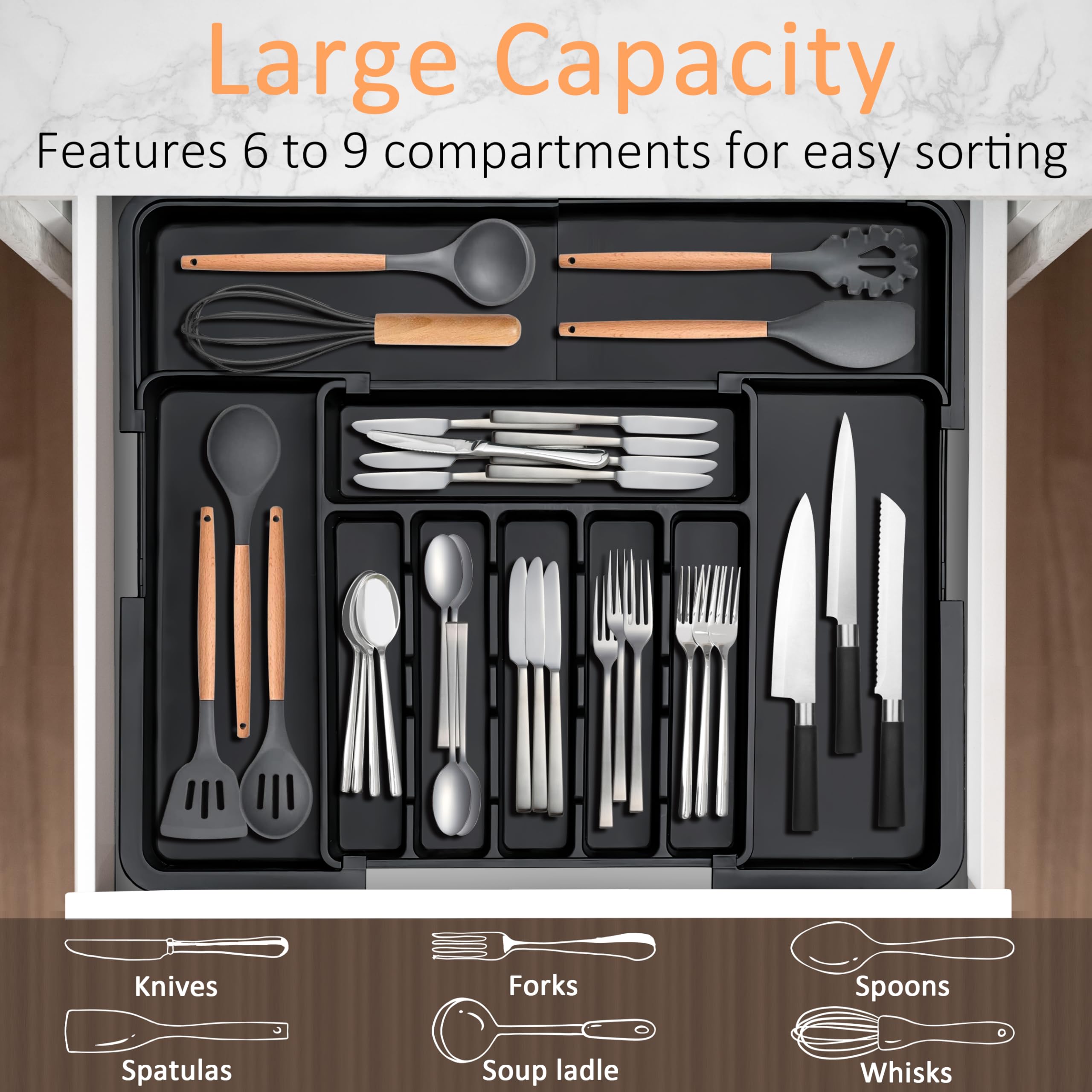 Spaclear silverware organizer folded compact fits small drawers