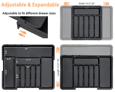 Spaclear silverware organizer fully expanded shows nine-slot versatility