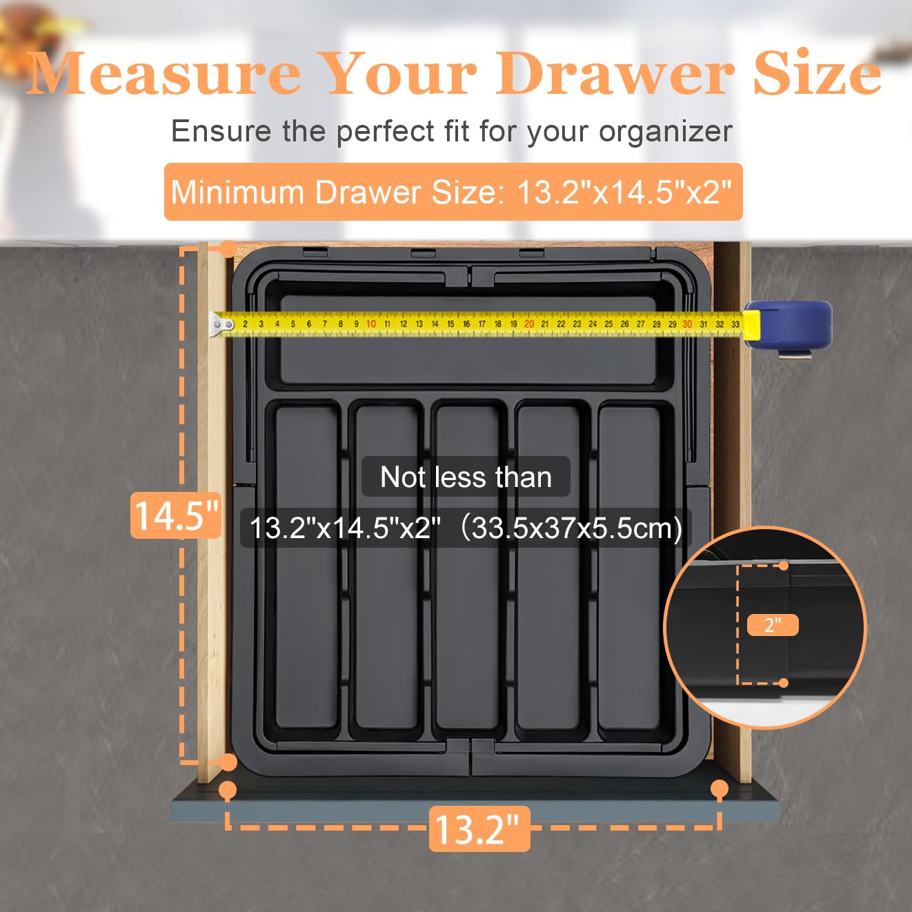 Spaclear silverware organizer non-slip feet keep the tray steady