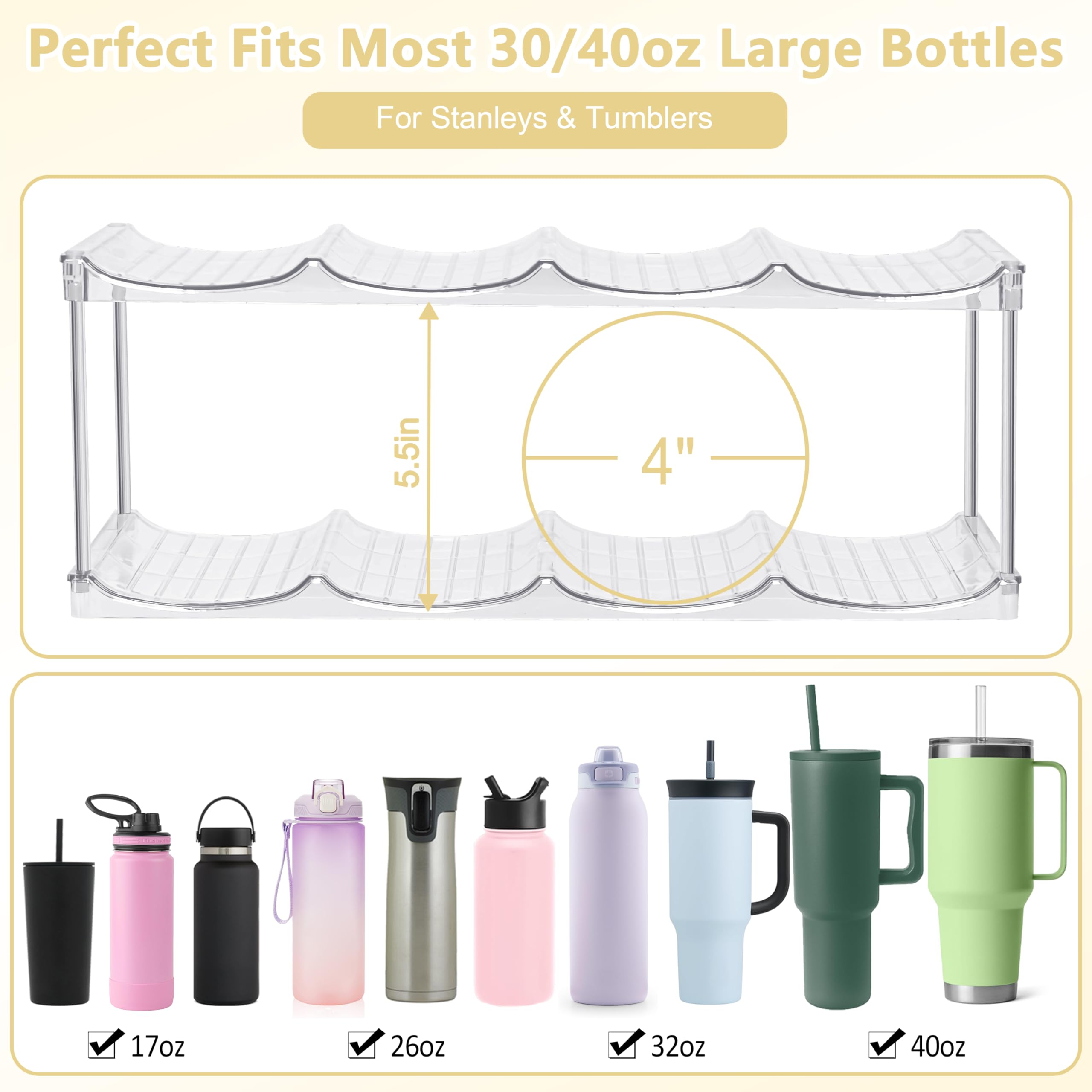 Spaclear Stanley 40oz tumbler holder keeps large cups organized and upright.
