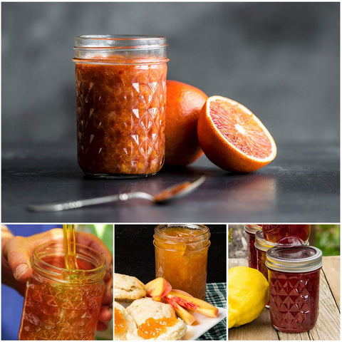 SPANLA 8oz mason jars on shelf, durable glass for canning.