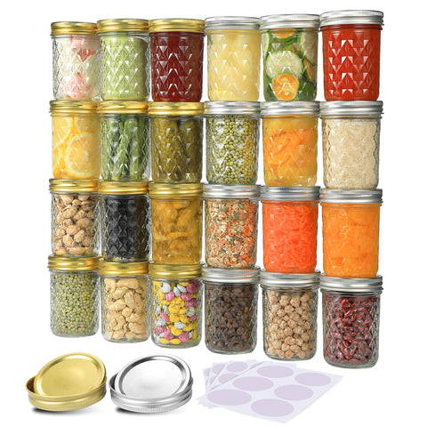 SPANLA 8oz jars filled with jam or honey for gifts.