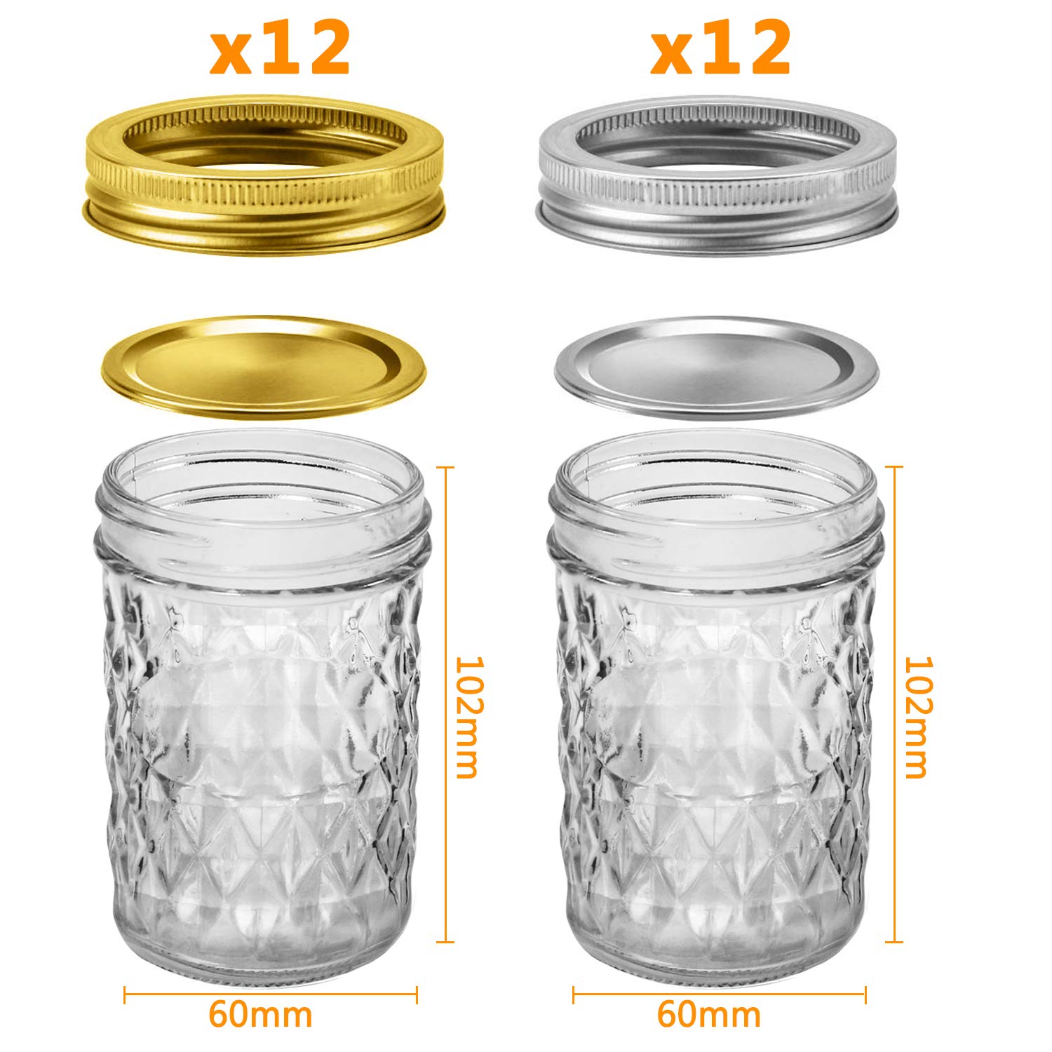 SPANLA 8oz mason jar with silver lids for airtight storage of jams.