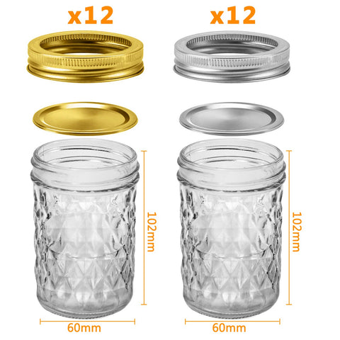 SPANLA 8oz mason jar with silver lids for airtight storage of jams.