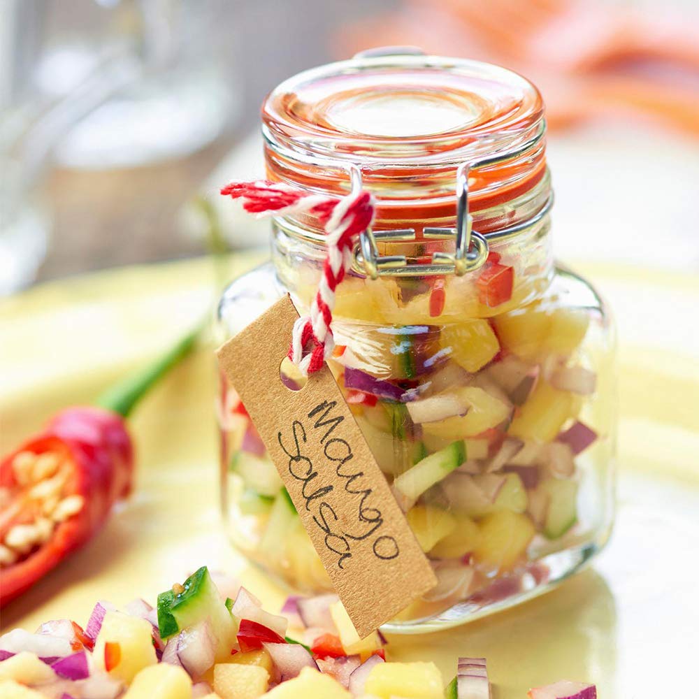 Spanla clear square jars add flair to your spice rack.