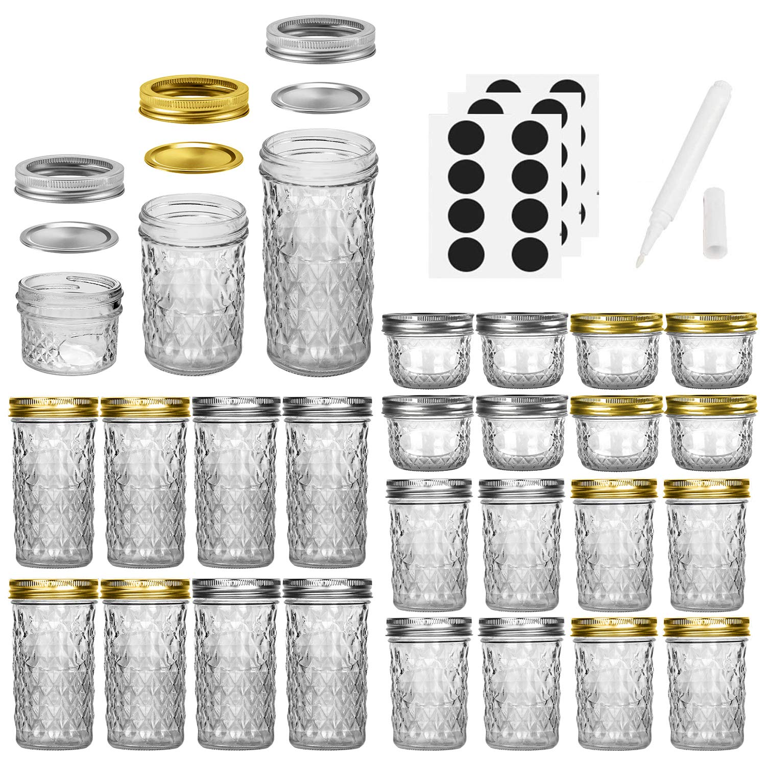 SPANLA Mason jar 12oz with regular lid, great for honey and gifts