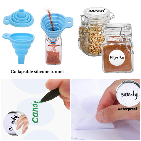 Spanla jars with silicone funnels for mess-free filling.