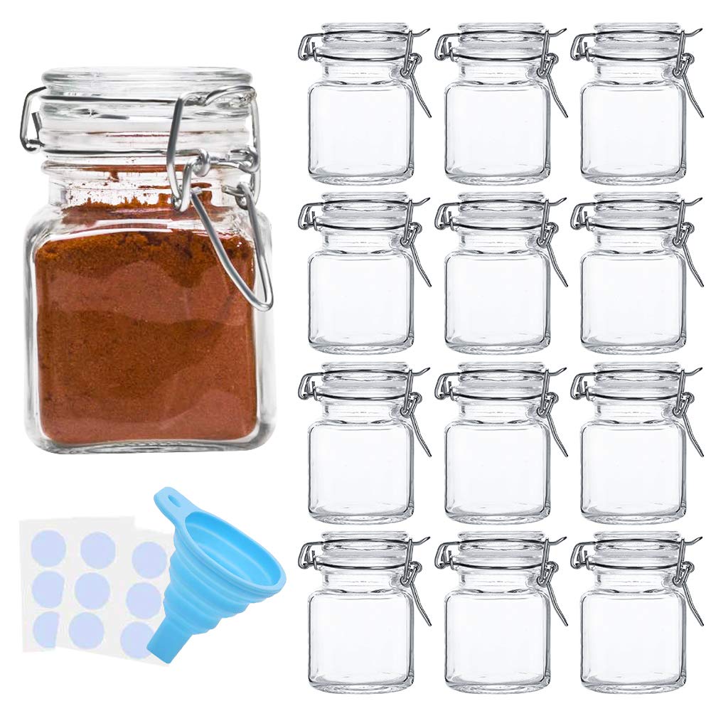 SPANLA Spice Jars 4oz set with airtight hinged lids for organized storage.