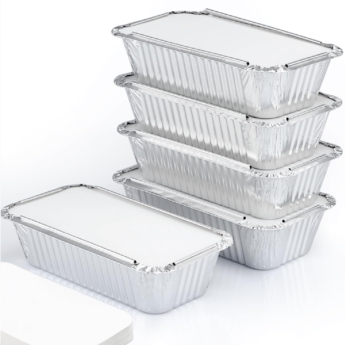 Spare Essentials 55-pack loaf pans with lids ready for meal prep and portioned servings