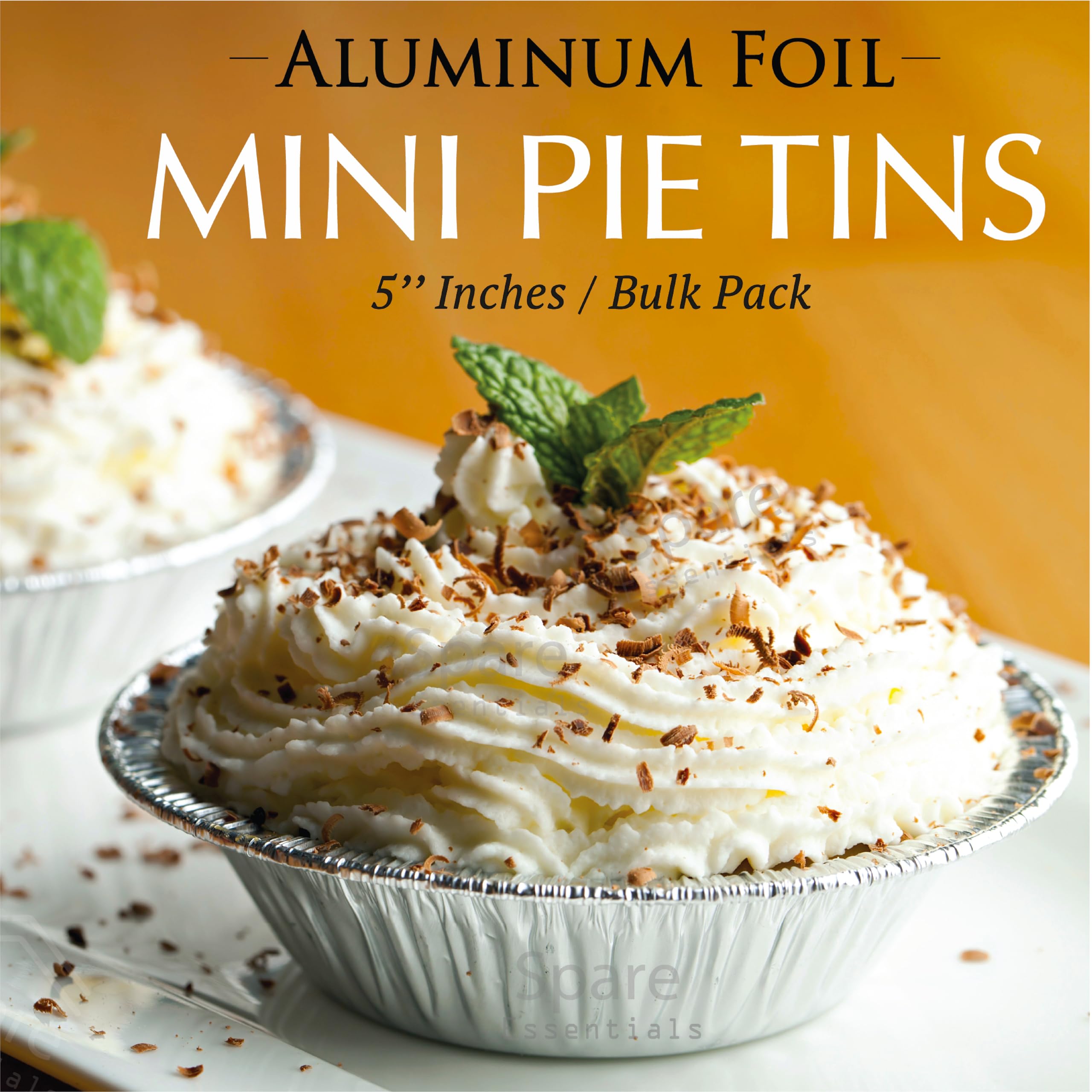 Spare Essentials buffet-ready pie pans for events and parties.