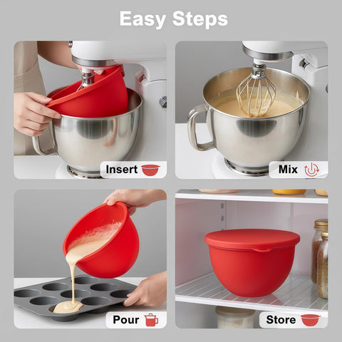 Includes sponge scrubber with silicone bowl liner for quick cleaning.