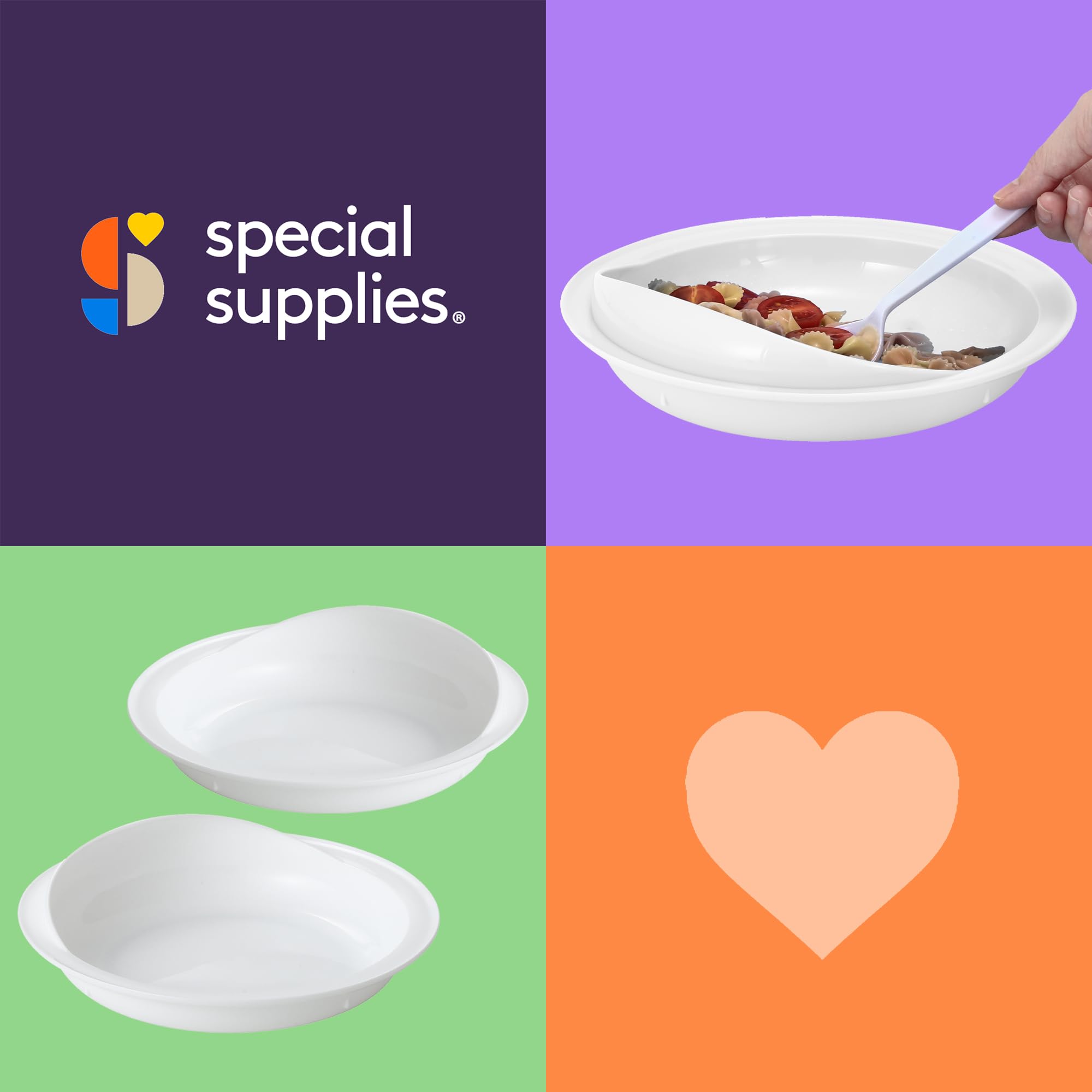 Special Supplies one-hand dining-plate design supports independent meals.