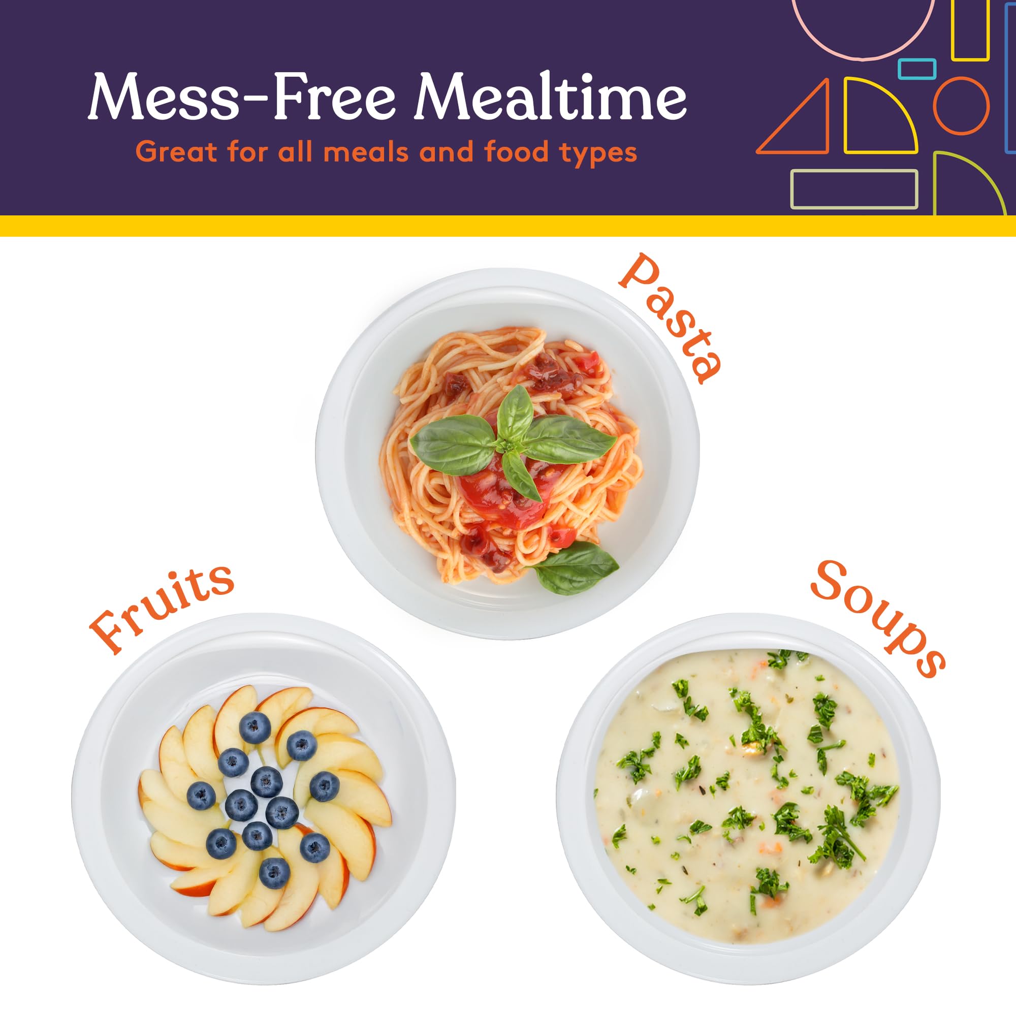 Special Supplies scoop plates with non-slip base stabilize meals and prevent spills.