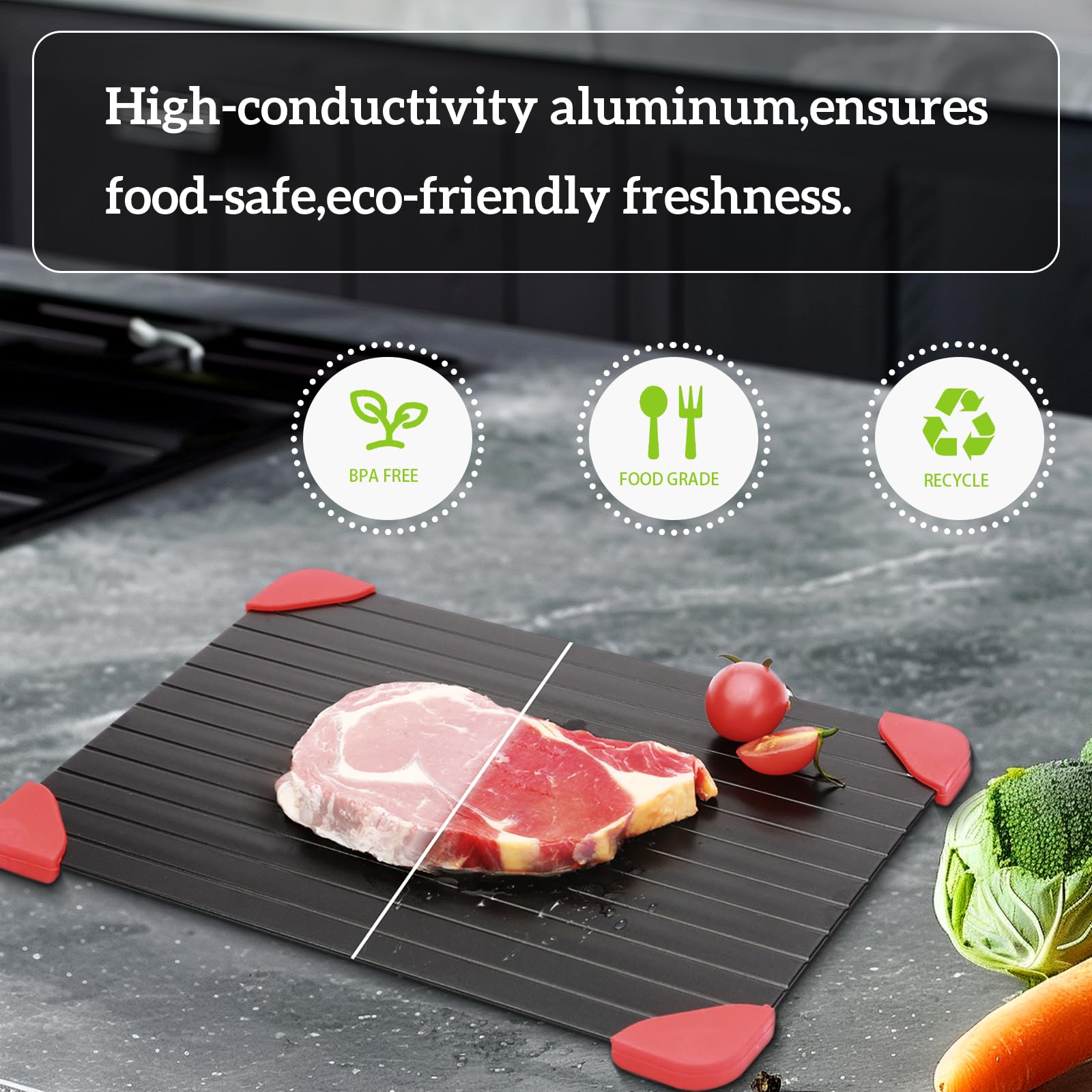 Non-stick coating on Spectabilis defrosting tray eases food release and cleaning.