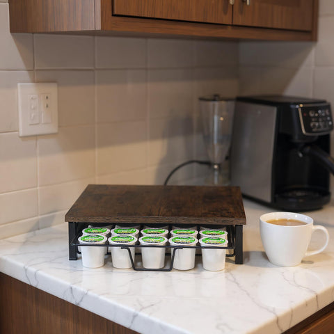 Speday K Cup Organizer with metal frame on countertop for durable everyday use.