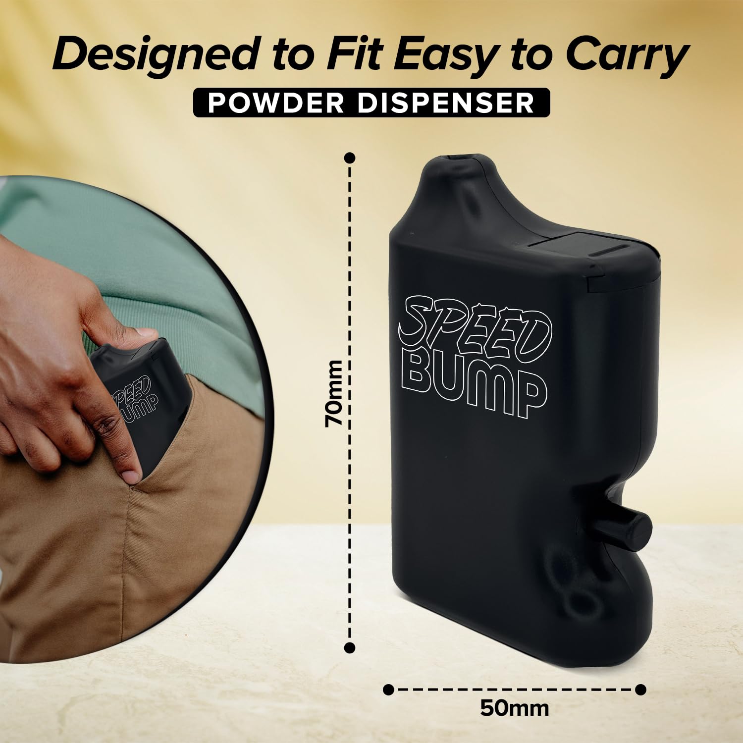Speed Bump versatile shaker adapts as spice bullet, vial, or pocket salt shaker.