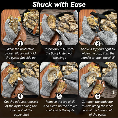 SPEENSUN oyster shucking knife in action with protective shield for hand safety