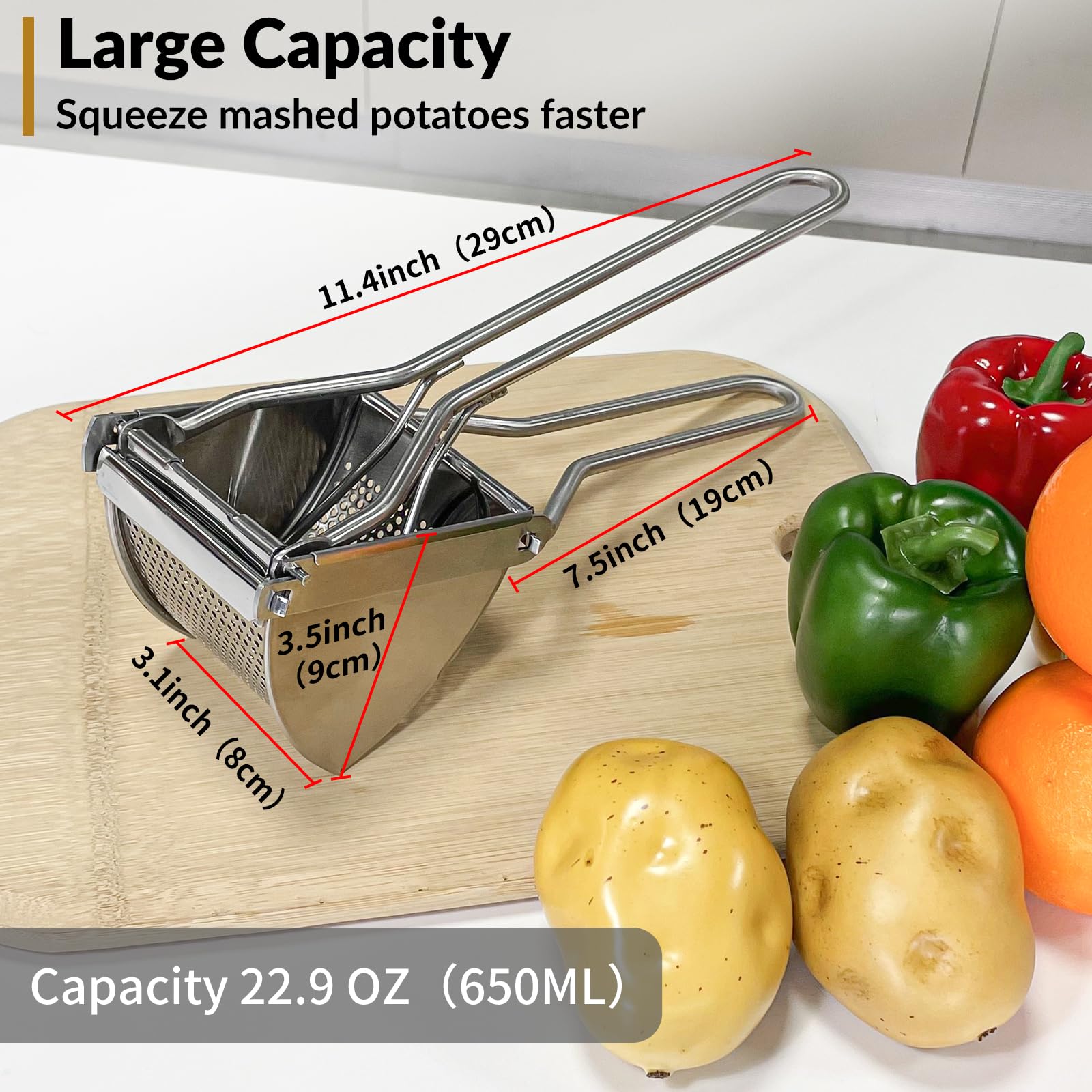 SPEENSUN ricer with soft grip ergonomic handle provides comfortable, safe use.