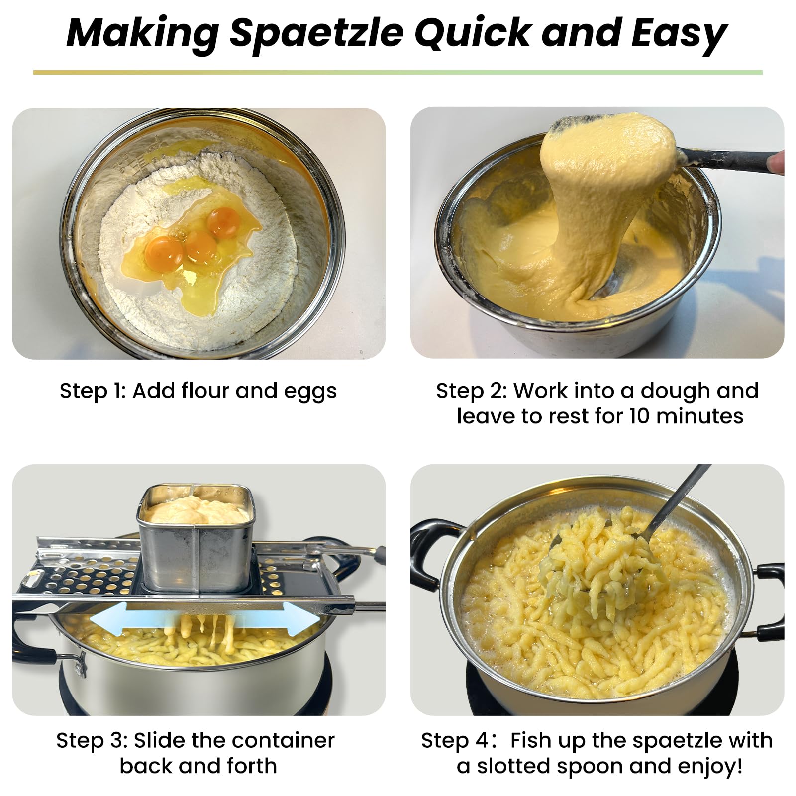 Speensun Spaetzle Maker dishwasher-safe for easy cleaning.