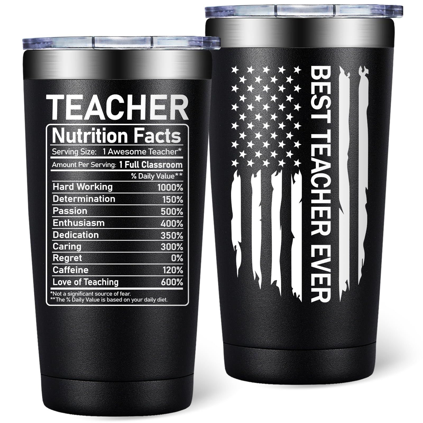 SpenMeta Best Teacher Ever 20oz tumbler front view keeps coffee hot during classes