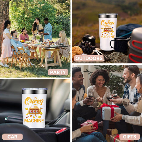 Gift-ready packaging for the Queen of Machine tumbler, ideal for celebrations.