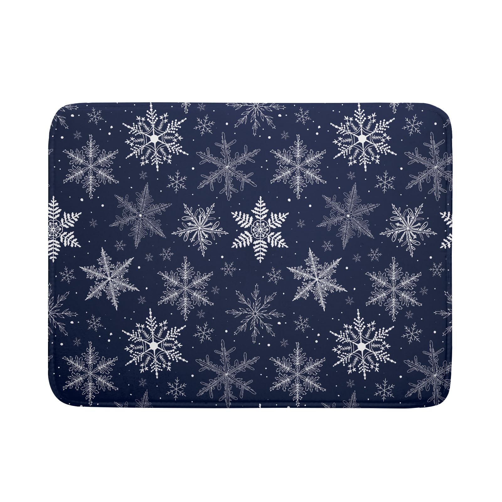 Sphragiyn Winter Blue Snowflake drying mat shows absorbent layers for quick moisture pickup.