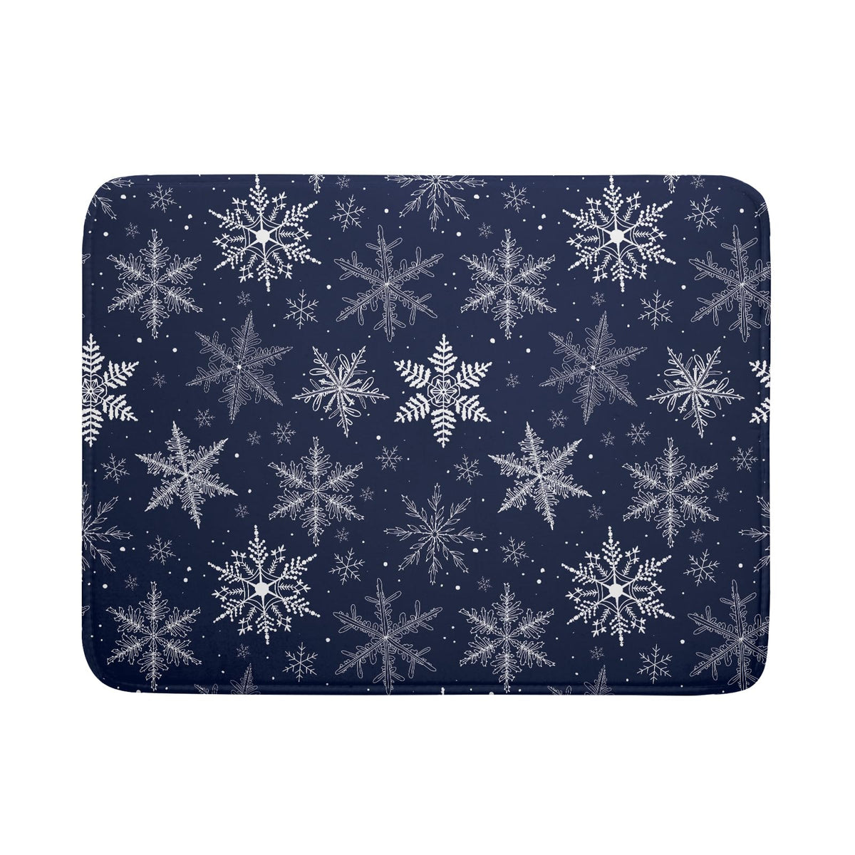 Sphragiyn Winter Blue Snowflake drying mat shows absorbent layers for quick moisture pickup.