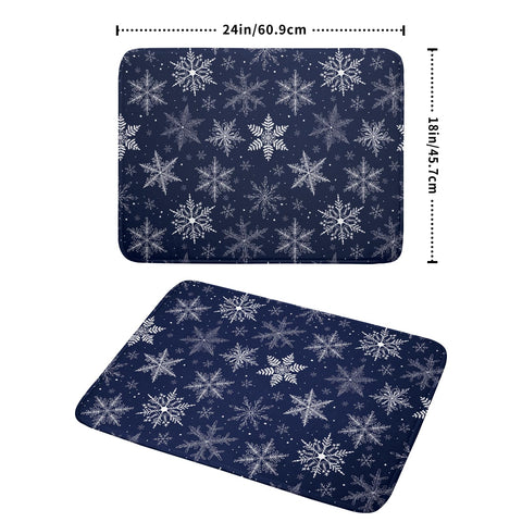 Sphragiyn Winter Blue Snowflake mat with hanging loop for easy storage and access.
