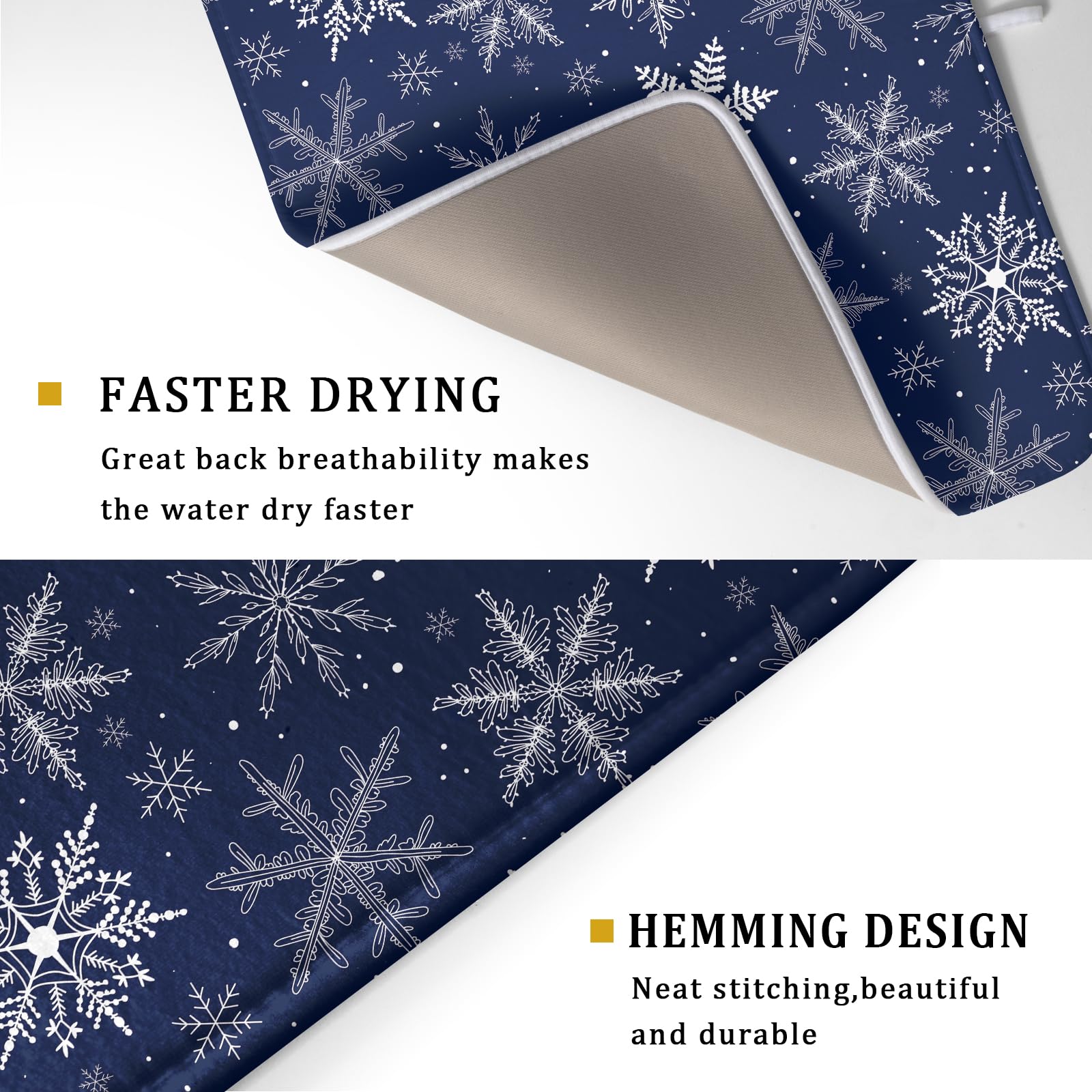 Sphragiyn Winter Blue Snowflake mat in large 18x24 inches protects countertops.
