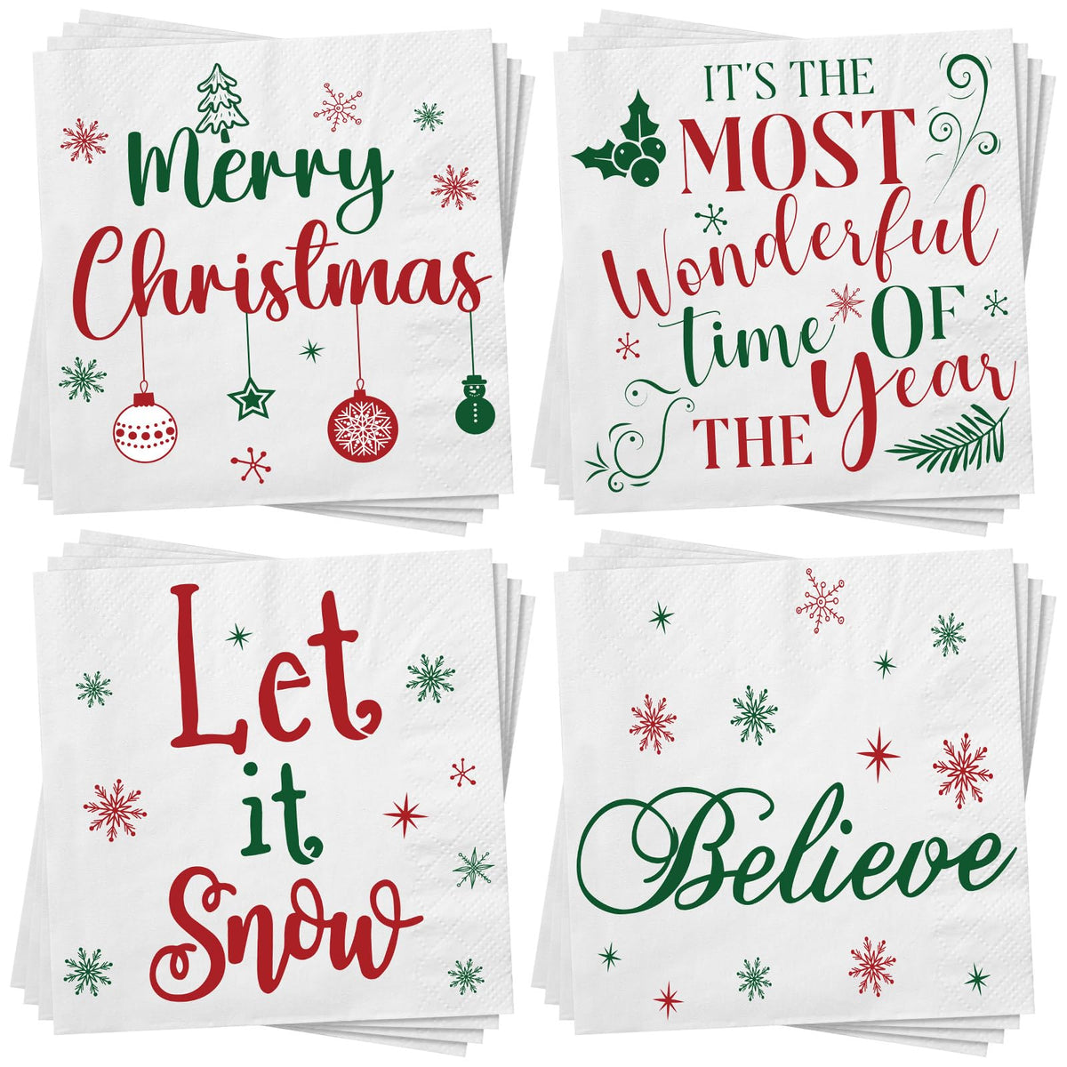 Spiareal Christmas napkins 200-pack for festive table setting and quick cleanup.