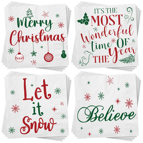 Spiareal Christmas napkins 200-pack for festive table setting and quick cleanup.