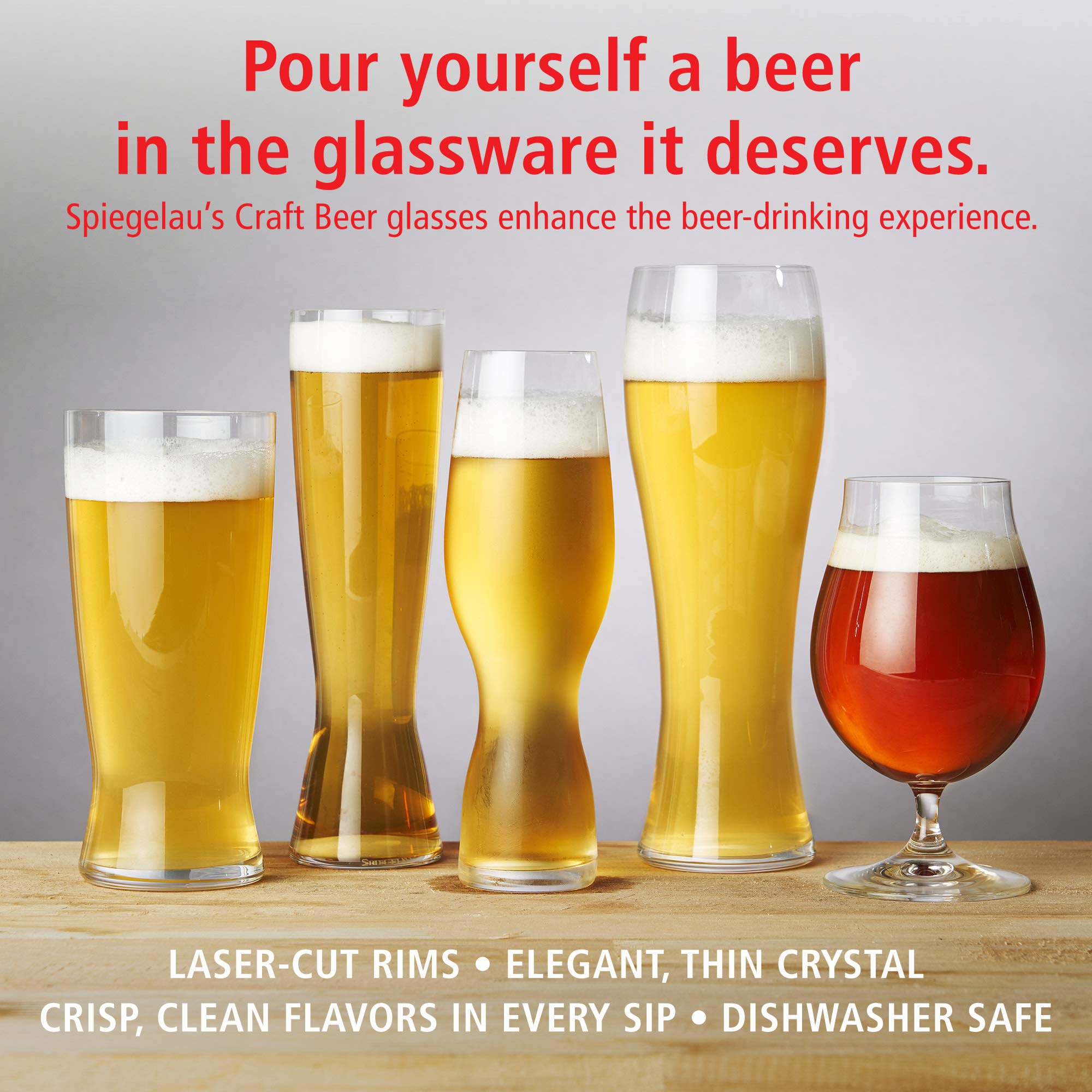 Spiegelau Lager glass highlights crisp beer notes with balance.